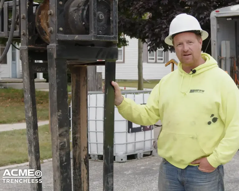 Screenshot from the ACME Trenchless product video with customer testimonial.