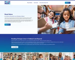 Screenhot of the website design for Read More Oshkosh.