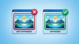 Graphic depicting image optimization with next generation image formats for a WordPress website.